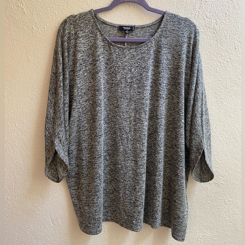 Premise Heathered Grey Oversized Women's Tunic Top
